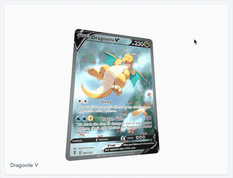 GIF preview of a rendered Pokemon card in three.js