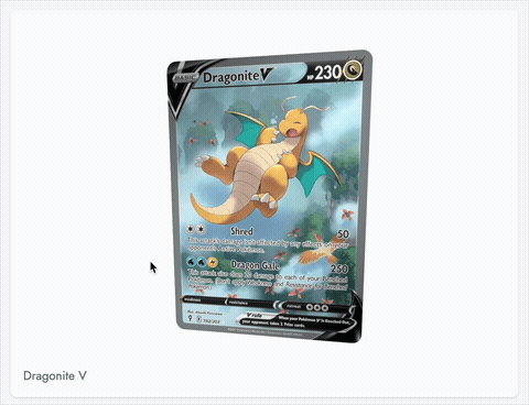 A GIF showing a preview of a Dragonite V card
