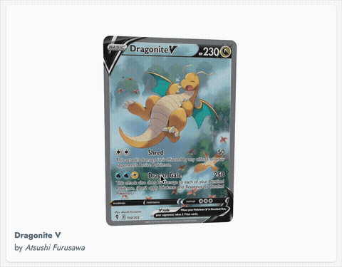 A GIF highlighting the black gradient at the back of the card